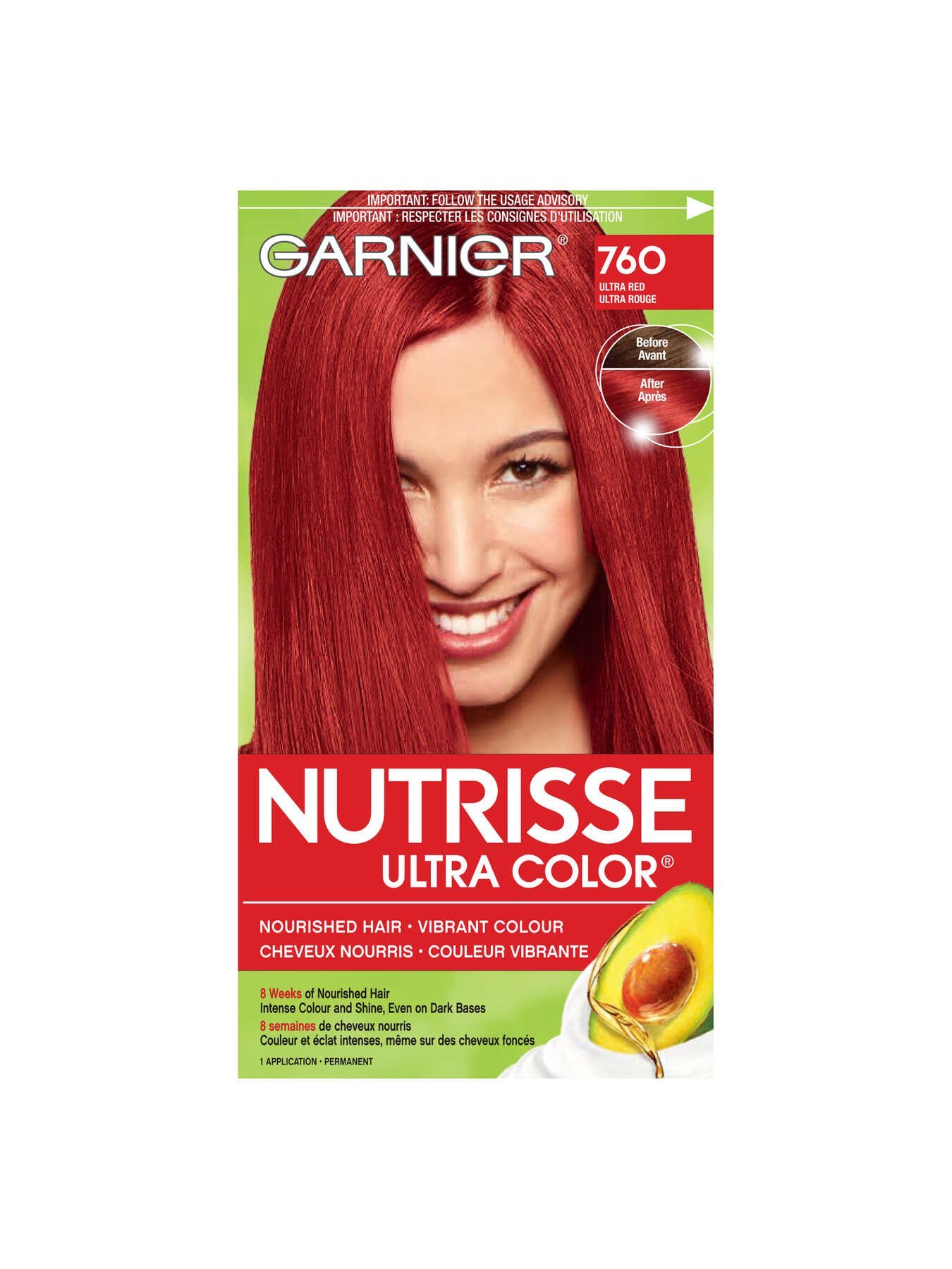 garnier hair dye nutrisse ultra color 760 ultra red 603084498413 t1
