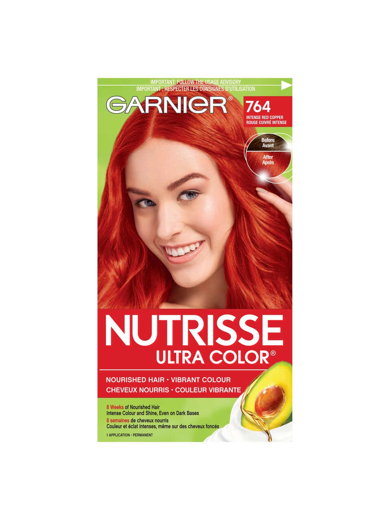 garnier hair dye nutrisse ultra color 764 intense red copper 603084496198 t1