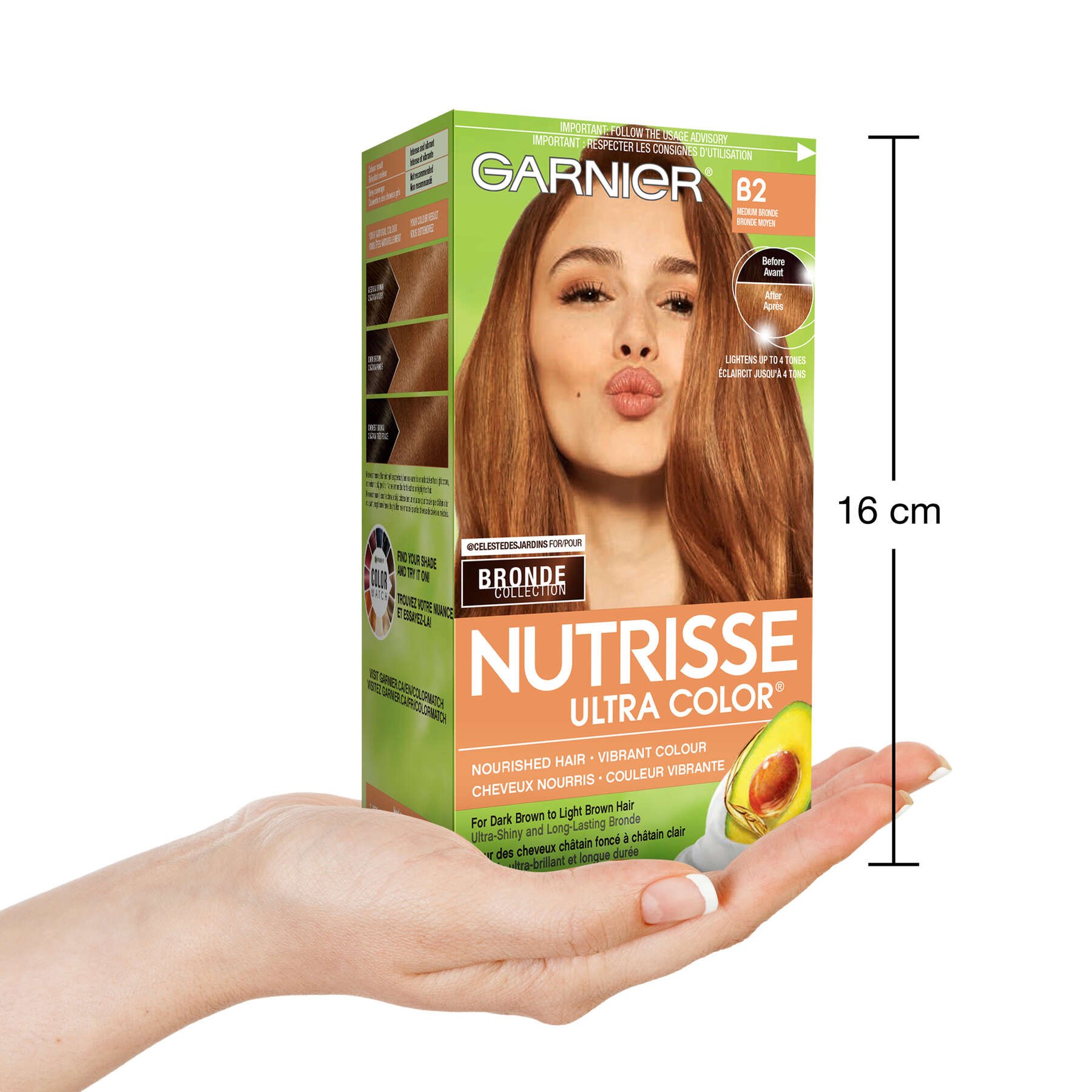 garnier hair dye nutrisse ultra color b2 medium bronde 603084545230 inhand
