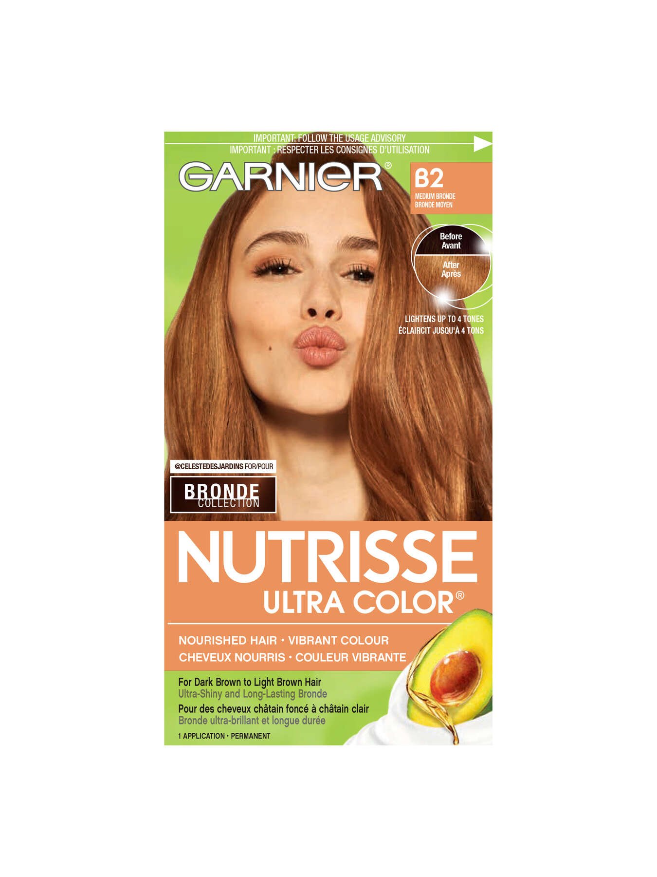 garnier hair dye nutrisse ultra color b2 medium bronde 603084545230 t1