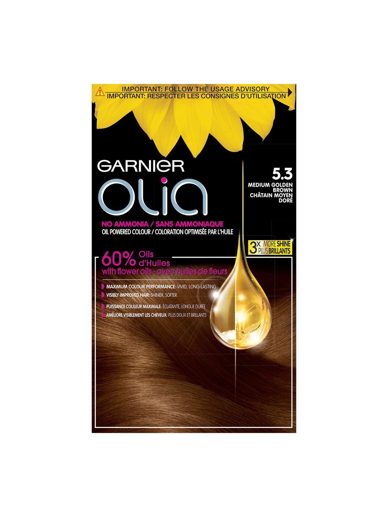 garnier hair dye olia 53 medium golden brown 603084294008 t1