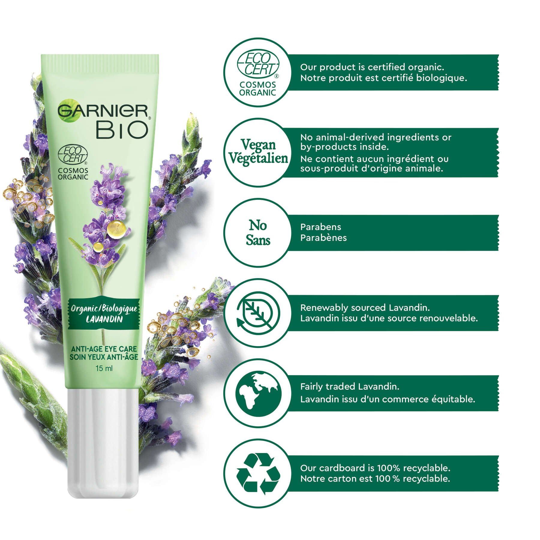 Organic Lavandin AntiAge Eye Cream Garnier BIO