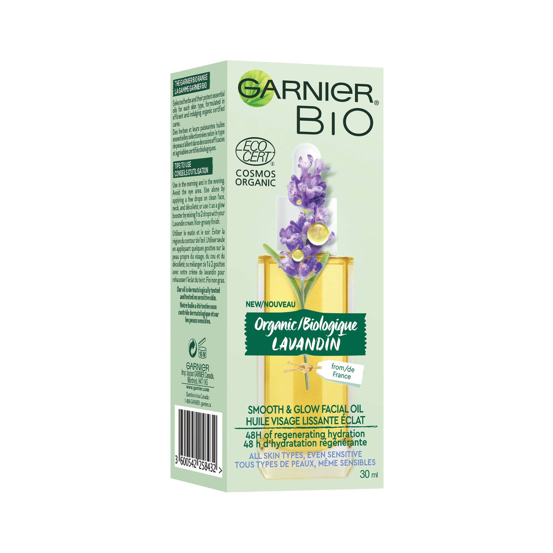 Organic Lavandin Smooth Glow Oil Garnier BIO