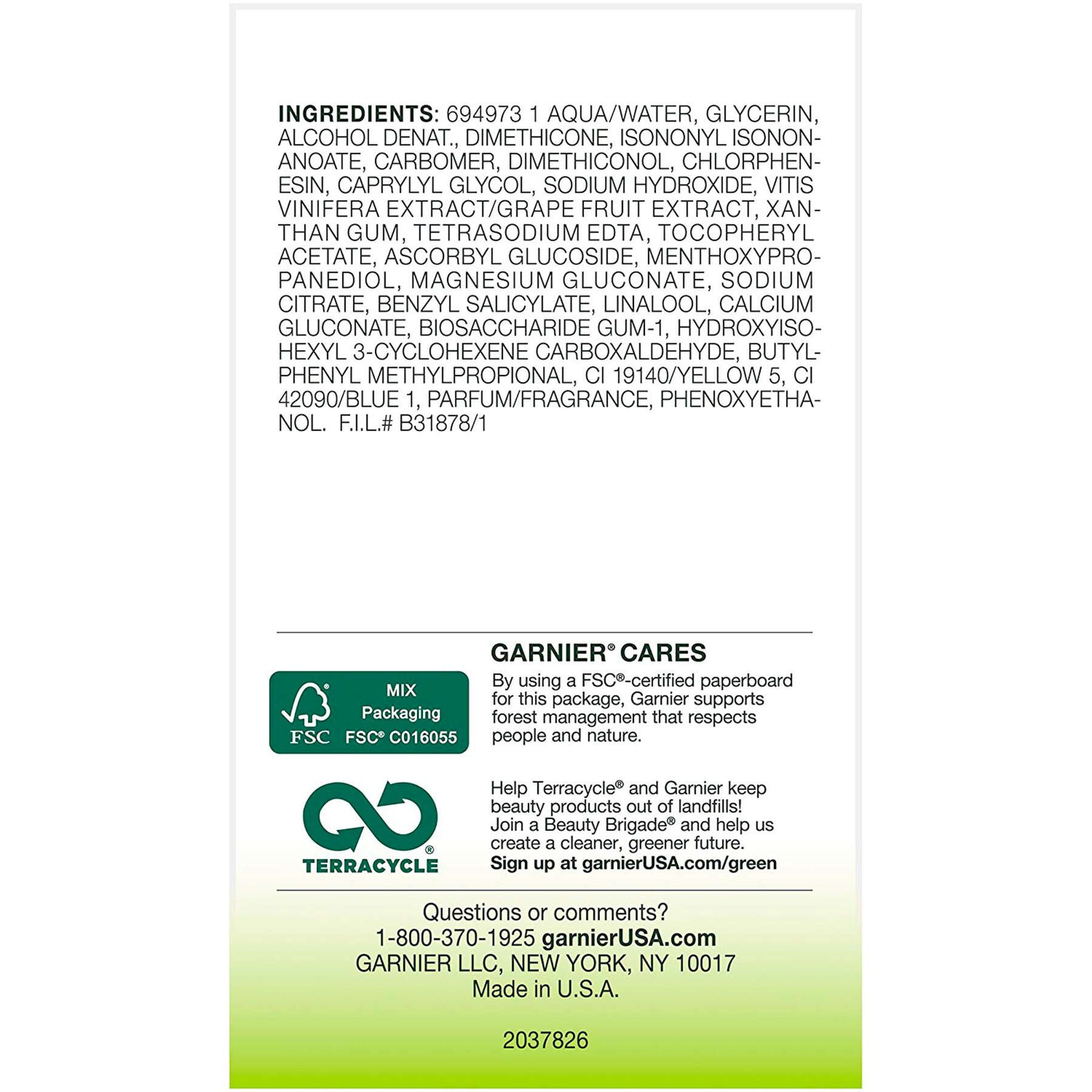 garnier cream skinactive moisture rescue refreshing gel cream 603084234592 ingredientlist