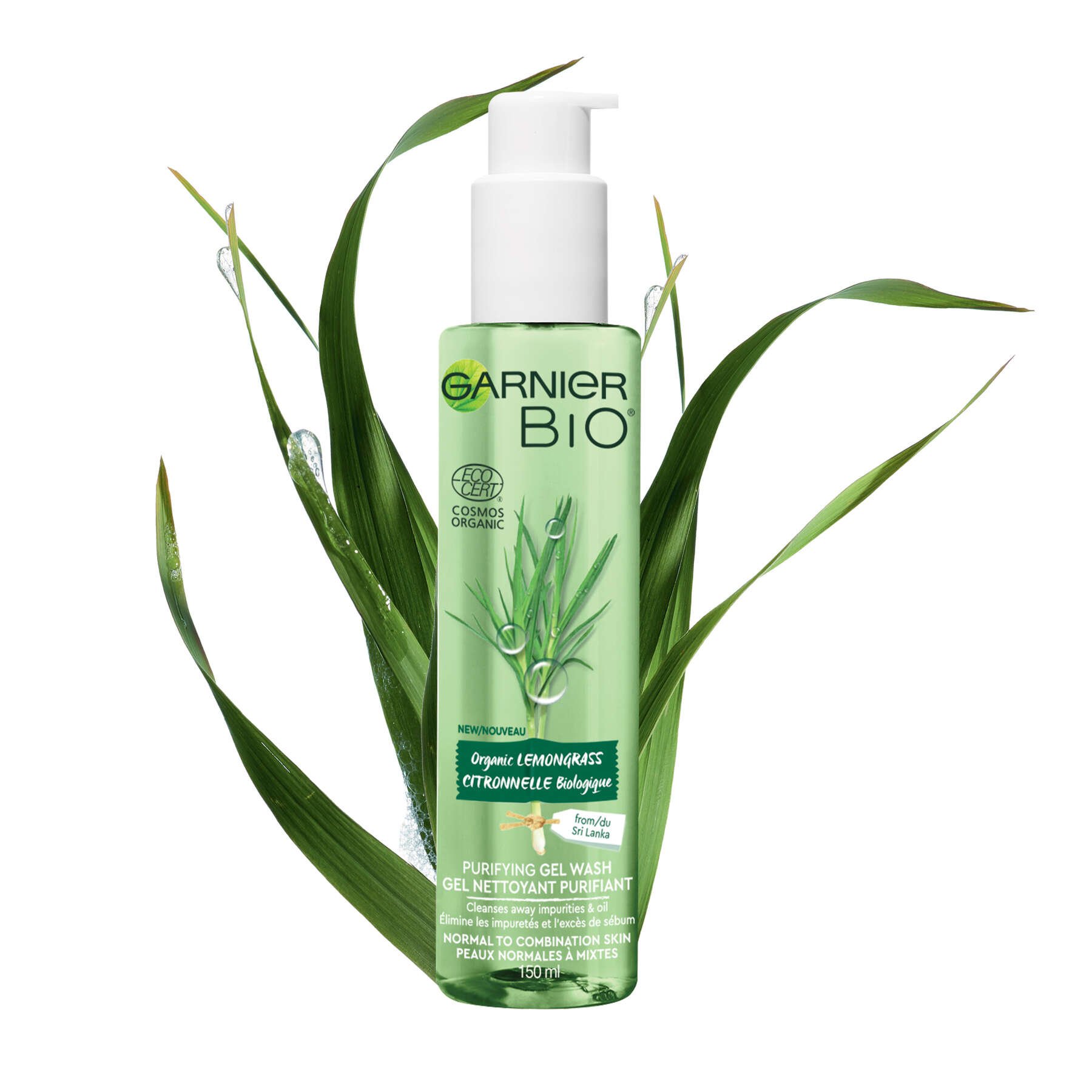 garnier skincare bio lemongrass gel wash 150ml 3600542258494 packshotwithingredient
