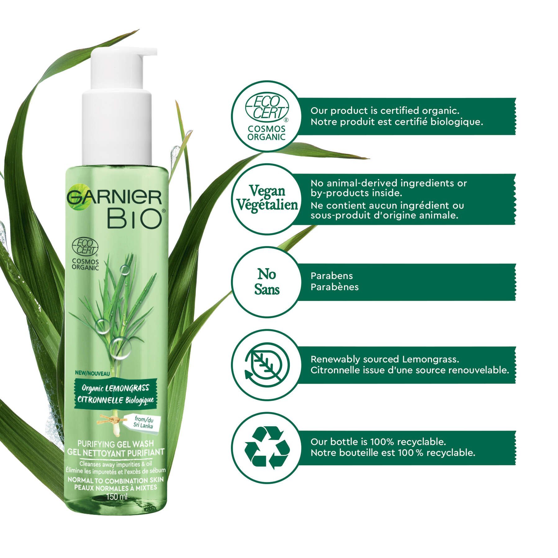 garnier skincare bio lemongrass gel wash 150ml 3600542258494 pictogram