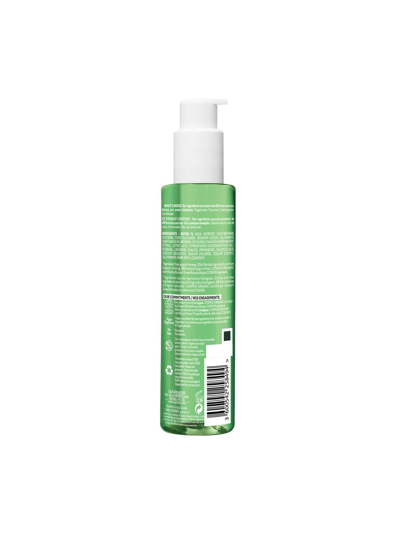 garnier skincare bio lemongrass gel wash 150ml 3600542258494 t2