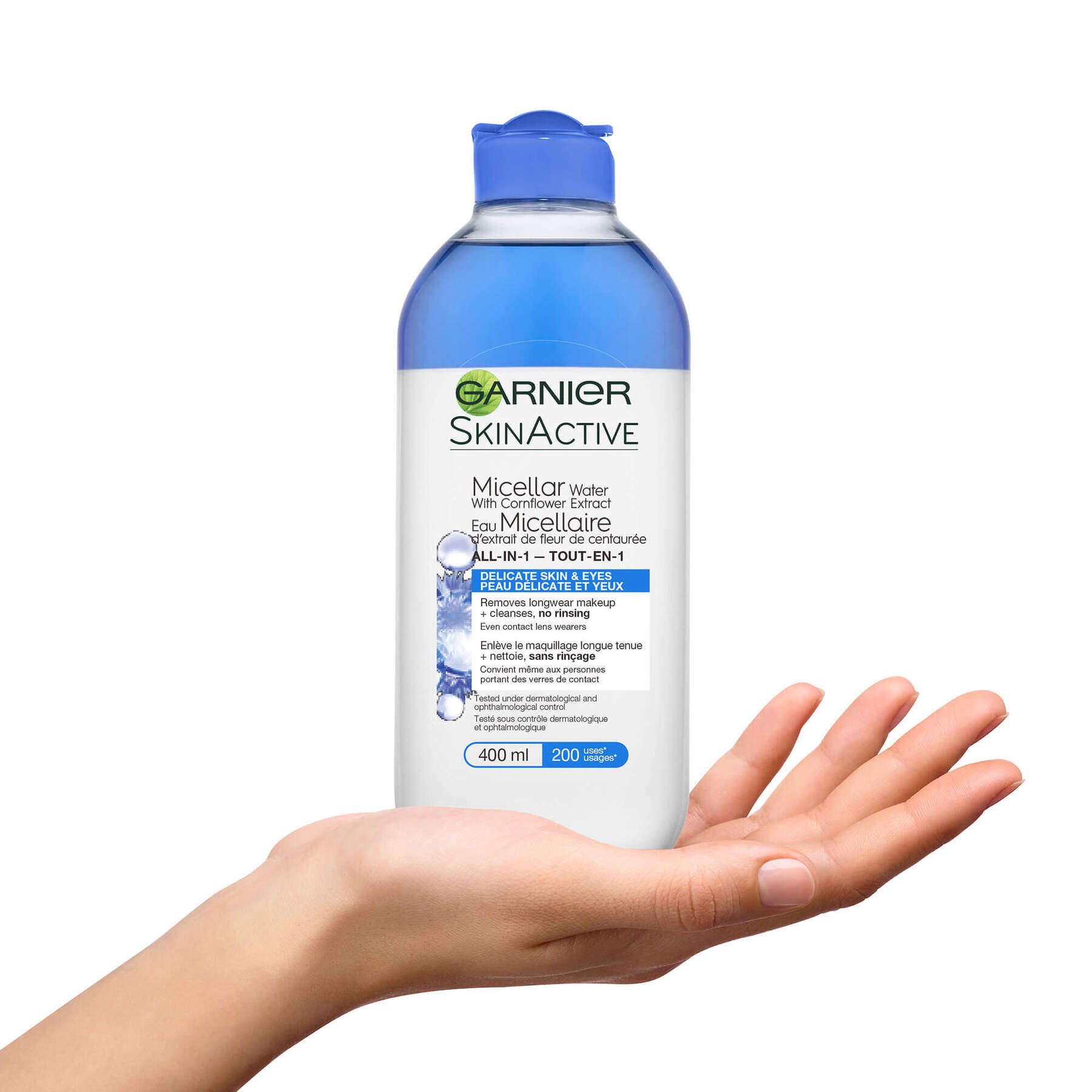 garniercleanserskinactiveallin1cornflowermicellarcleansingwaterdelicateskineyes400ml3600542180603hnd