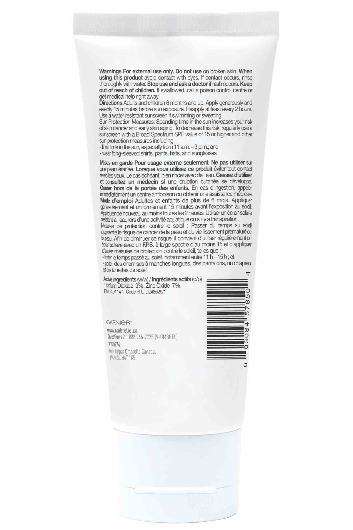 Face Mineral Hydrating Lotion Sunscreen, SPF 50 Garnier Ombrelle
