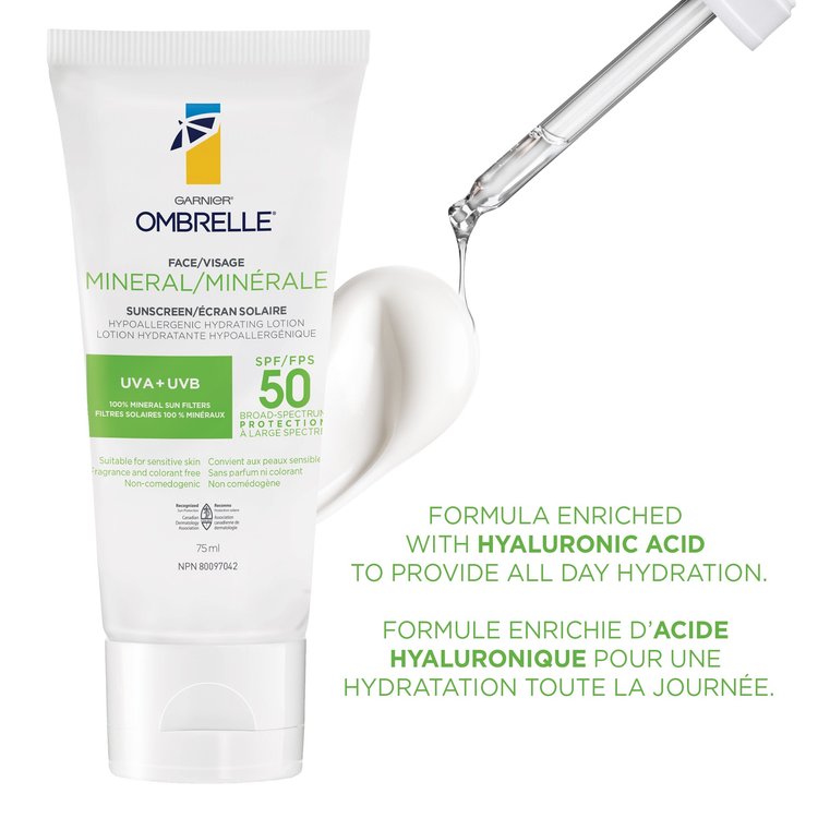 Face Mineral Hydrating Lotion Sunscreen, SPF 50 Garnier Ombrelle