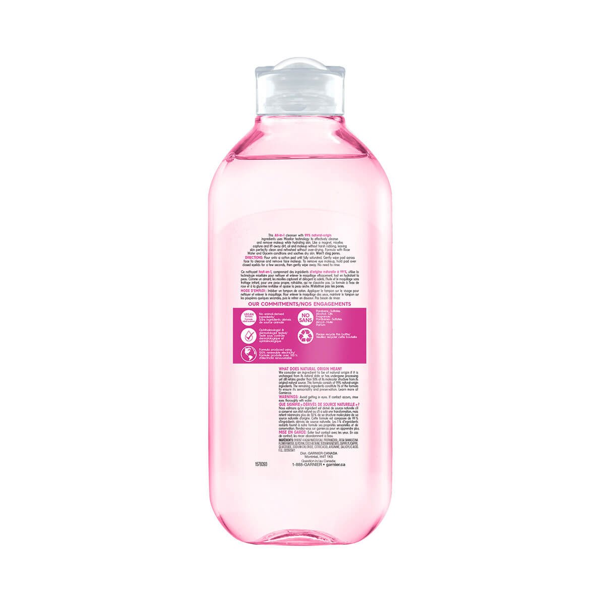 garnier skinactive water rose micellar cleansing water 603084569076 back