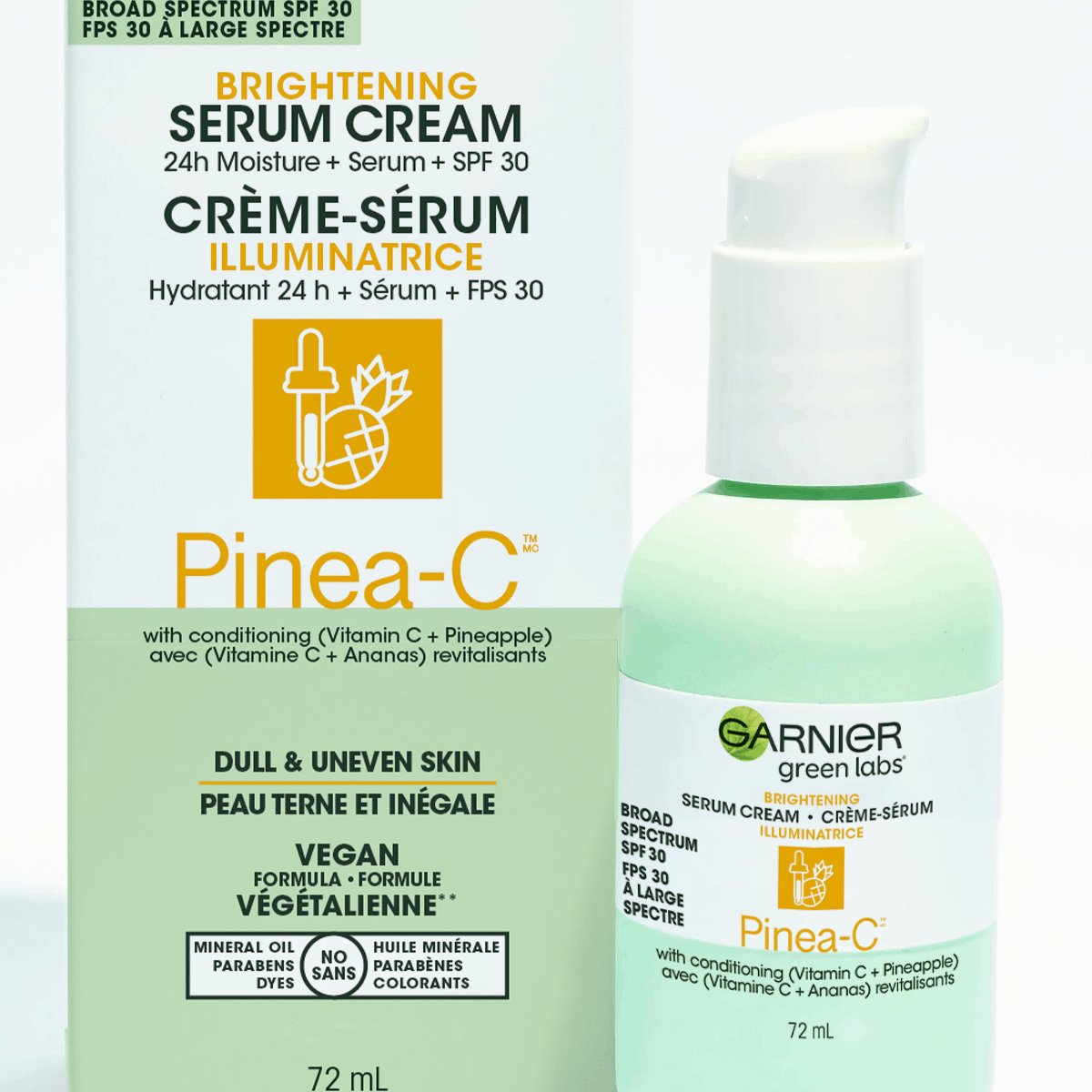 Garnier Green Labs Brightening serum cream PineaC SPF30 Vegan